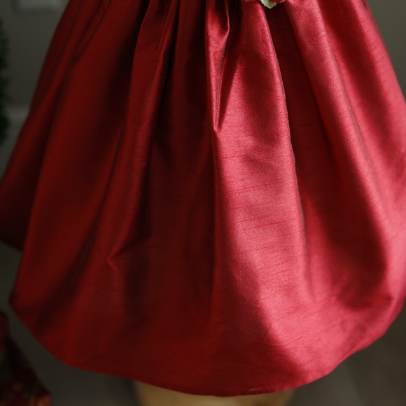 Red Sleeveless Silk Dress Gold Sash Girls 2T Special Occasion Flower Girl NWOT - Picture 5 of 6